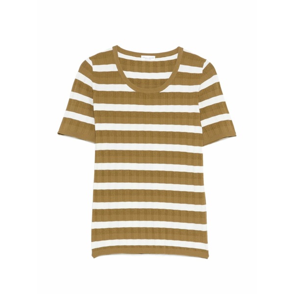 ロベルトコリーナ レディース ティーシャツ トップス Striped ribbed t-shirt Neutrals Tシャツ・カットソー-レディースファッション