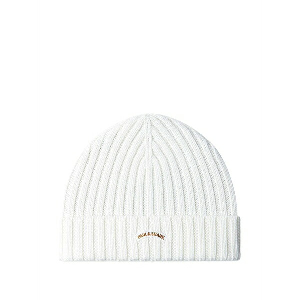 ポールアンドシャーク メンズ かぶり笠 付属品 Ribbed beanie hat White