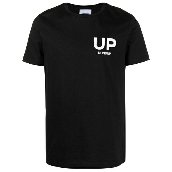 ドンダップ メンズ Tシャツ トップス Logo-embroidered t-shirt Black|asty