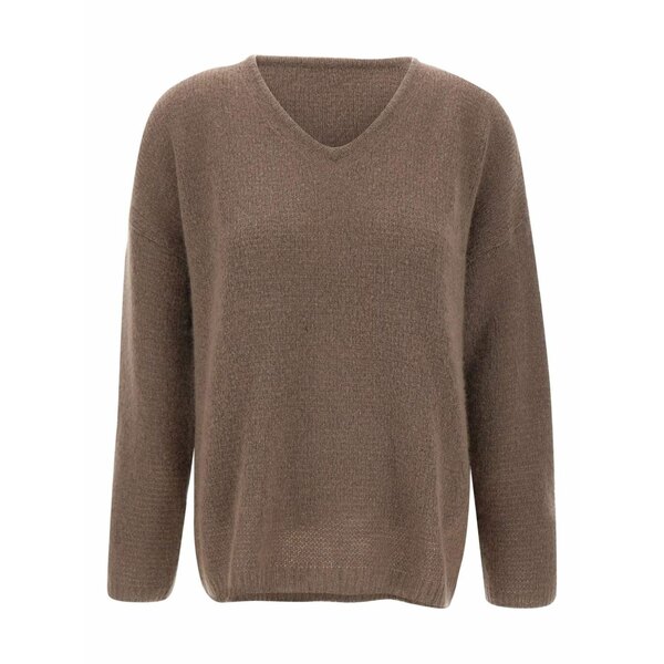 エミスフィール レディース 編み物\u0026スウェーター アウター V-neck jumper Brown