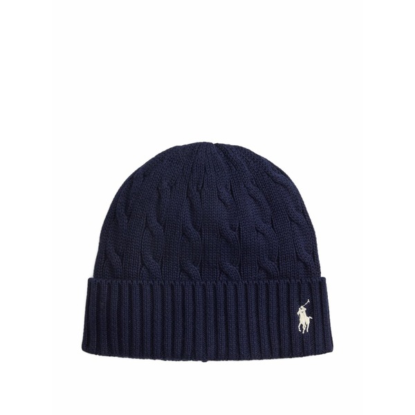 ラルフローレン レディース 帽子 アクセサリー Cable-knit beanie hat Blue|asty