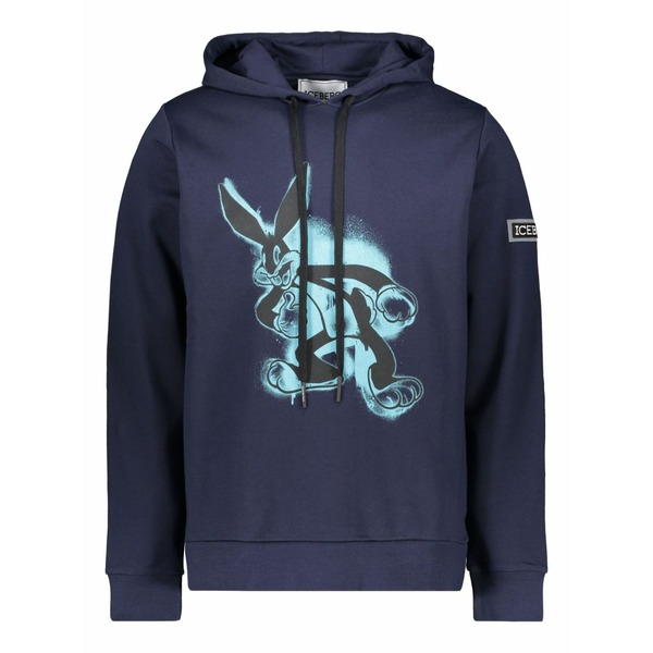 アイスバーグ メンズ パーカー・スウェットシャツ アウター Graphic-print hoodie Blue|asty