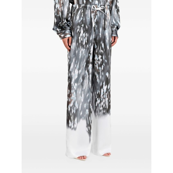 イロ レディース カジュアルパンツ ボトムス Abstract-print drawstring-waist trousers Grey｜asty