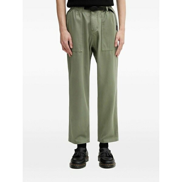 グラミチ メンズ カジュアルパンツ ボトムス Belted patch-pocket trousers Green|asty