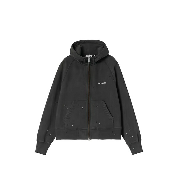 カーハート レディース パーカー・スウェットシャツ アウター Paint-splatter logo-print hoodie Grey|asty