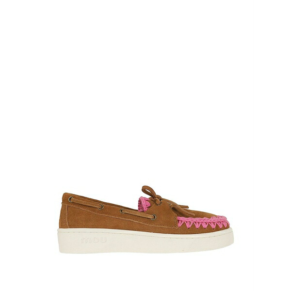 モウ レディース スリッポン・ローファー シューズ Crochet-trim suede loafers Brown|asty