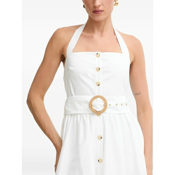 フラコミーナ レディース ワンピース トップス Belted halterneck midi dress White｜asty