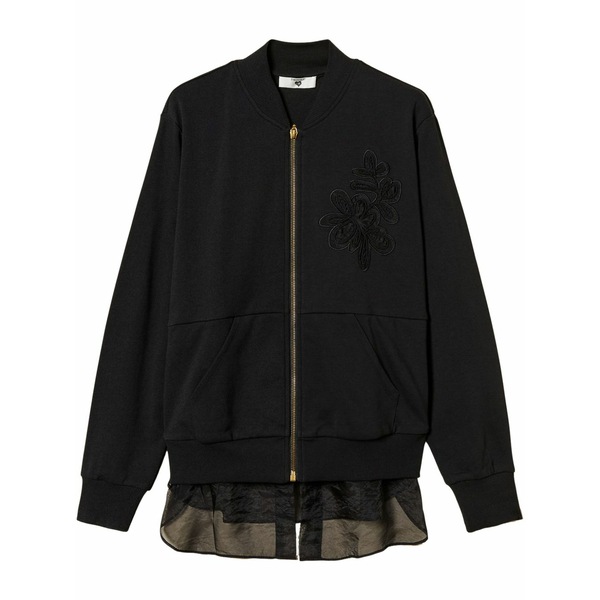 ツインセット レディース ニット&セーター アウター Organza-insert embroidered sweatshirt Black|asty
