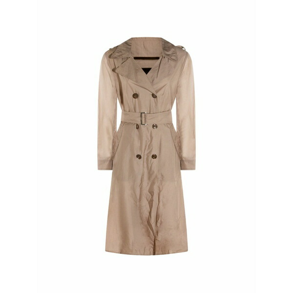 ムーレー レディース コート アウター Double-breasted belted coat Neutrals｜asty