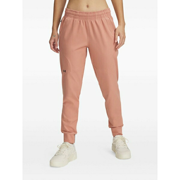 アンダーアーマー レディース カジュアルパンツ ボトムス Panelled elasticated-cuff track pants Pink|asty