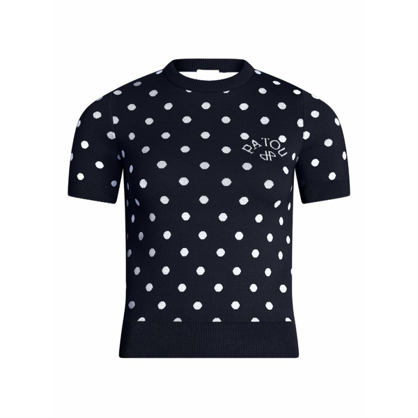ジャンパトゥ レディース Tシャツ トップス Polka-dot knitted t-shirt Black｜asty