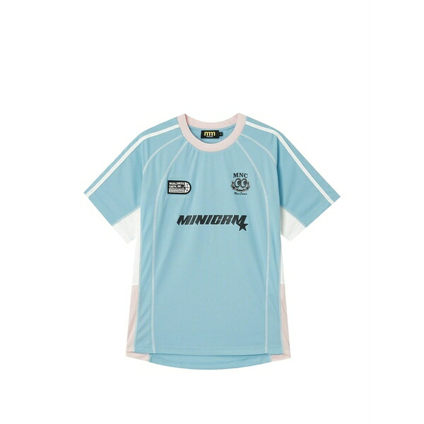 ミニクリーム レディース Tシャツ トップス Logo-print panelled t-shirt Blue｜asty