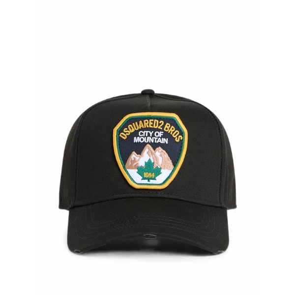 ディースクエアード メンズ 帽子 アクセサリー Logo-embroidered baseball cap Black|asty