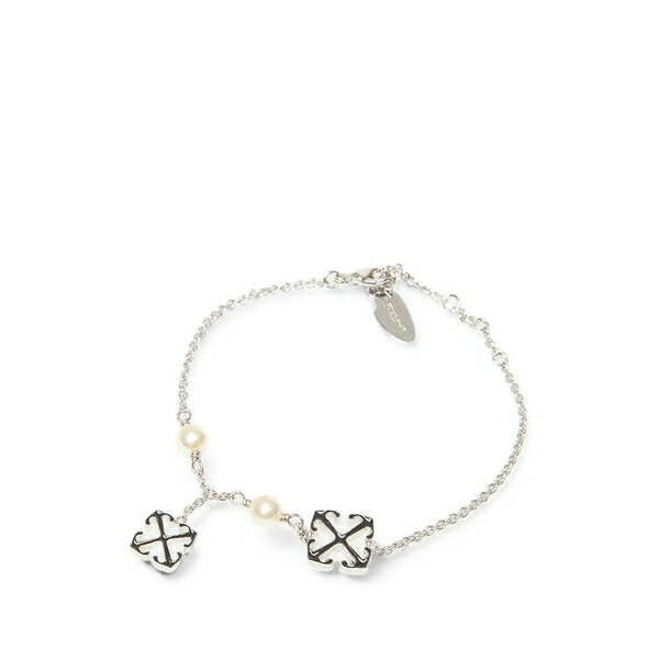 オフホワイト メンズ ネックレス・チョーカー アクセサリー Arrows faux-pearl bracelet Silver｜asty 44,280円
