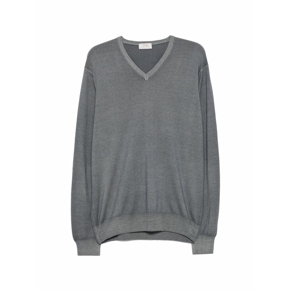 グランサッソ メンズ ニット&セーター アウター Elbow-patch v-neck wool sweater Grey｜asty