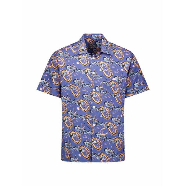 アーペーセー メンズ シャツ トップス Ross graphic-print shirt Blue|asty