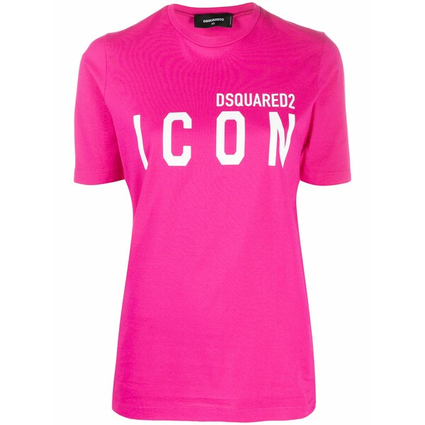 ディースクエアード レディース Tシャツ トップス Printed logo t-shirt Pink|asty