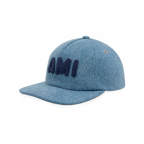 アミ メンズ 帽子 アクセサリー Logo-patch trucker cap Blue｜asty