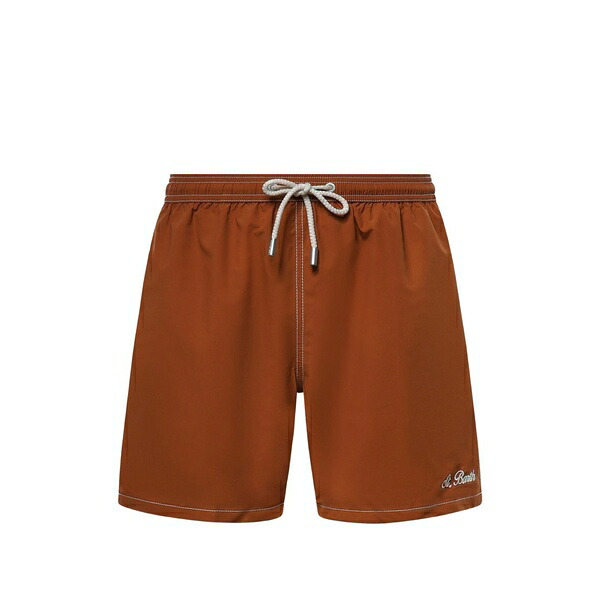 エムシーツーセイントバース メンズ カジュアルパンツ ボトムス Contrast-stitch embroidered-logo swim shorts Brown|asty