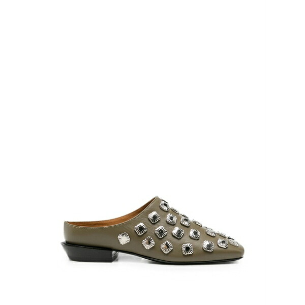 トーガ ピューラ レディース サンダル シューズ Stud-embellished leather mules Green|asty