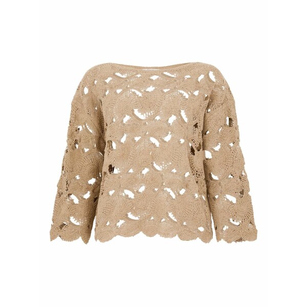 カングラ レディース Tシャツ トップス Crochet-knit top Brown｜asty