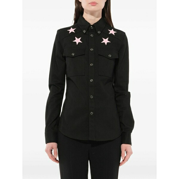 ジバンシー レディース シャツ トップス Star-embroidered shirt Black｜asty
