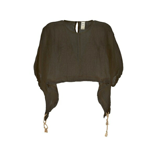 １２０％リノ レディース シャツ トップス Tassel-detail cropped blouse Brown｜asty
