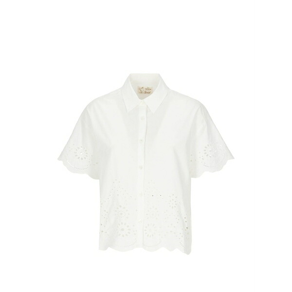 エムシーツーセイントバース レディース シャツ トップス Clementine embroidered cotton shirt White｜asty