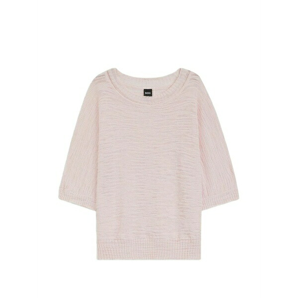 ボス レディース ニット&セーター アウター Textured-knit scoop-neck jumper Pink｜asty