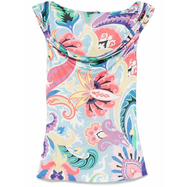 エトロ レディース カットソー トップス Paisley-print tank top Blue|asty
