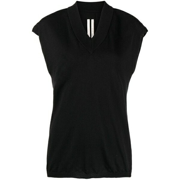 リックオウエンス レディース Tシャツ トップス V-neck wool top Black｜asty