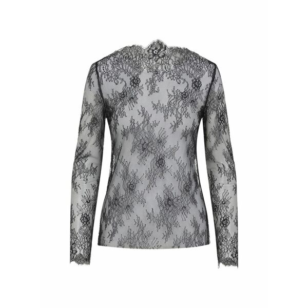 アルベルタ フェレッティ レディース Tシャツ トップス Floral-lace long-sleeve top Black|asty
