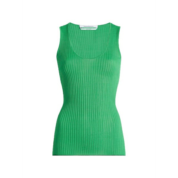 アナザー トゥモロー レディース カットソー トップス Ribbed-knit tank top Green|asty