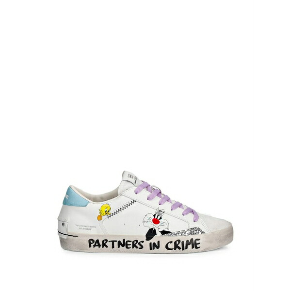 クライムロンドン レディース スニーカー シューズ X looney tunes graphic-print glitter-detail sneakers White|asty