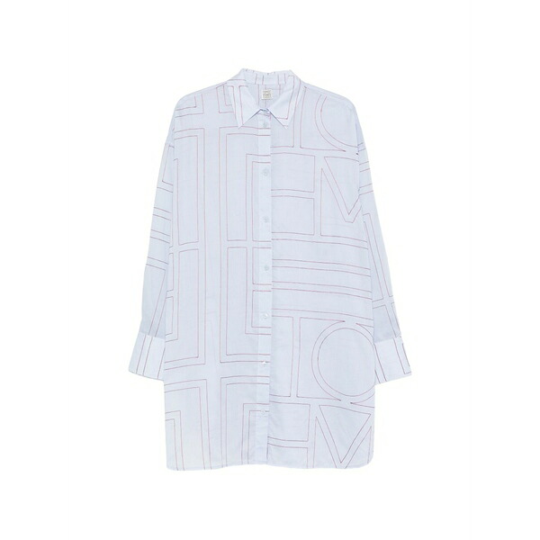 トーテム レディース シャツ トップス Embroidered oversized shirt Blue｜asty