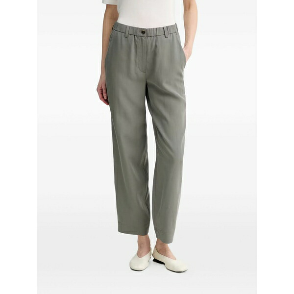 マルコポーロ レディース カジュアルパンツ ボトムス Elasticated-waistband logo-patch trousers Grey|asty