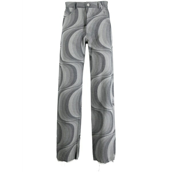 ジョーダンルカ メンズ カジュアルパンツ ボトムス Geometric-pattern faded trousers Blue|asty