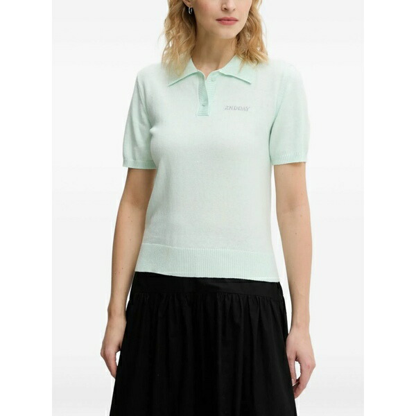 デイ・ビルゲール・エ・ミッケルセン レディース ポロシャツ トップス Buttoned logo polo top Blue｜asty