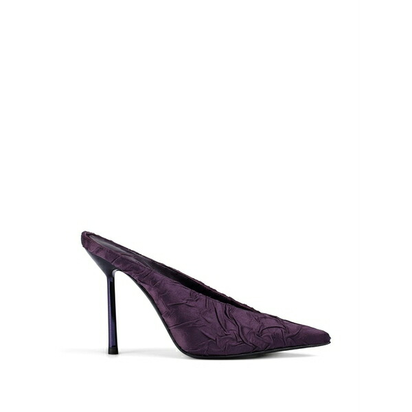 ル シラ レディース サンダル シューズ Clivage ruched silk-satin mules Purple｜asty 111,900円