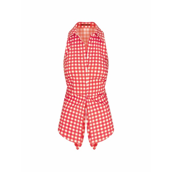 サイモンミラー レディース シャツ トップス Loch gingham-check sleeveless top Red｜asty