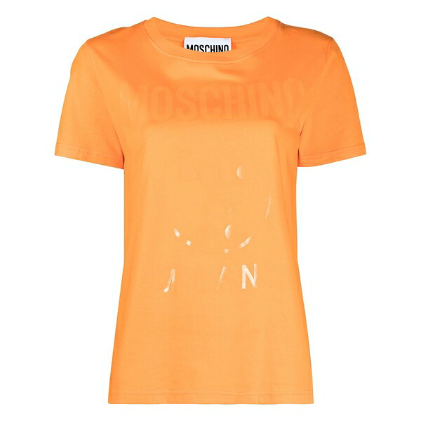 モスキーノ レディース Tシャツ トップス Logo-print short-sleeve t-shirt Orange|asty