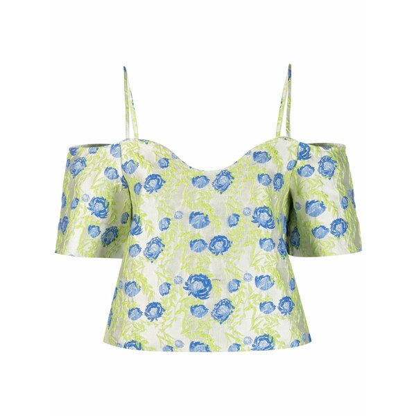 ガニー レディース シャツ トップス Floral jacquard off-shoulder blouse Grey|asty