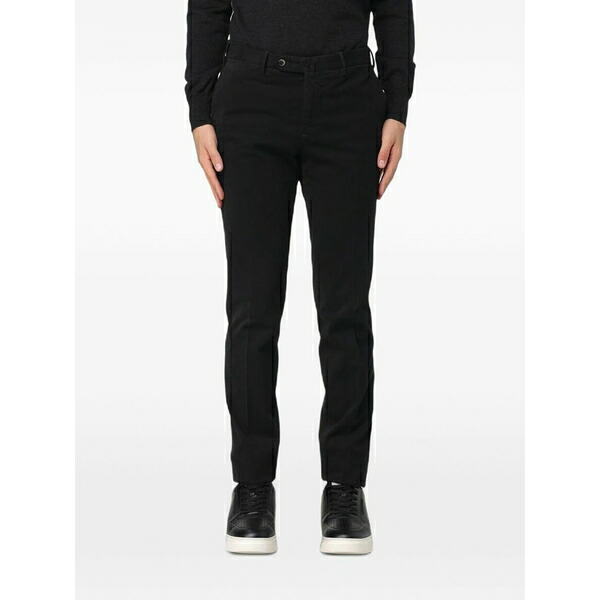 PTトリノ メンズ カジュアルパンツ ボトムス Straight-leg cotton trousers Black|asty