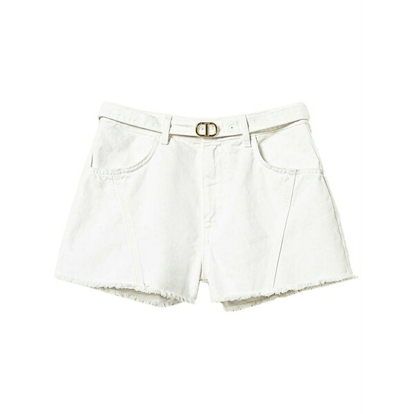 ツインセット レディース カジュアルパンツ ボトムス Oval t denim shorts White｜asty