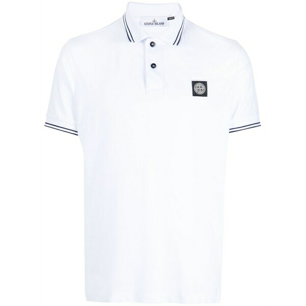 ストーンアイランド メンズ ポロシャツ トップス Stripe-trim piqu&pound; polo shirt White｜asty 46,680円