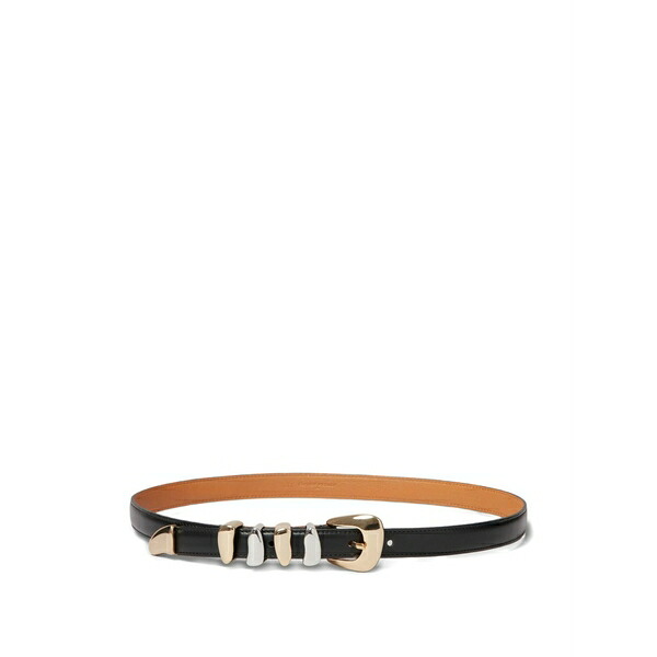 クローディピエルロ レディース ベルト アクセサリー Metallic-buckle leather belt Black｜asty