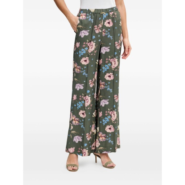 ウイ レディース カジュアルパンツ ボトムス Floral-print trousers Green|asty