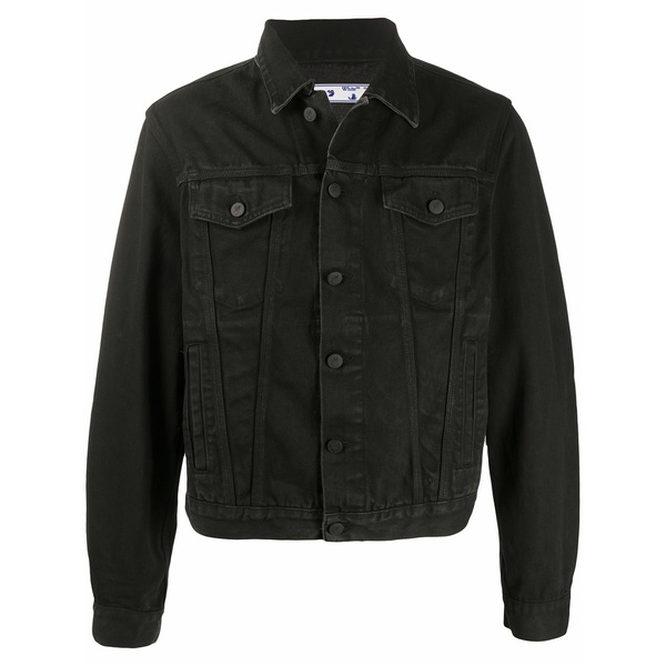 オフホワイト メンズ ジャケット＆ブルゾン アウター Slim arrows logo denim jacket Black｜asty