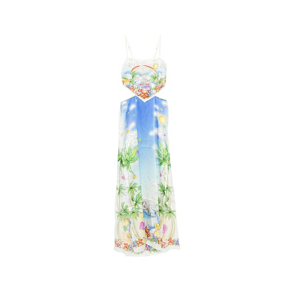 カサブランカ レディース ワンピース トップス Graphic-print cut-out maxi dress White｜asty