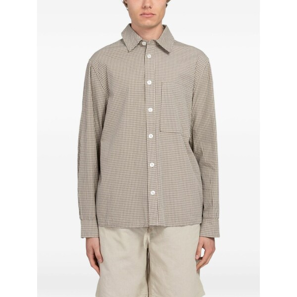 ミニマム メンズ シャツ トップス Ace check-print shirt Neutrals|asty